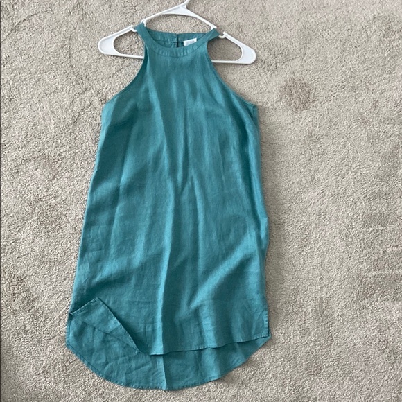 Sigrid Olsen Dresses & Skirts - Teal Linen Sleeveless Halter Dress